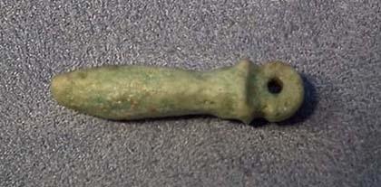 Ancient Egyptian blue faience Wadj Papyrus Amulet Late Dynastic Period 26th Dynasty 664-525 BC