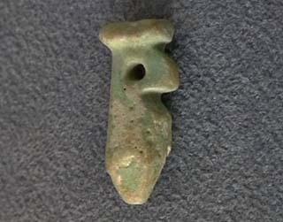 Ancient Egyptian Wadj Papyrus Amulet Blue Faience 26th Dynasty