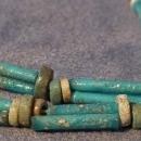 Ancient Egyptian Blue Faience Necklace with God Shu Amulet