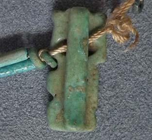 Ancient Egyptian Blue Faience Necklace with God Shu Amulet
