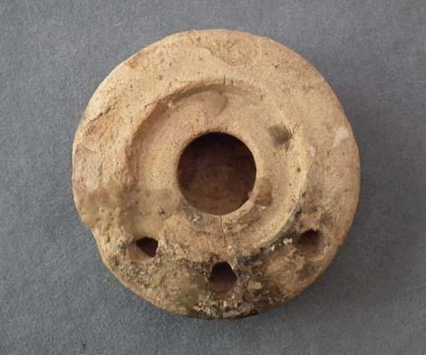 Ancient Imperial Roman Terracotta Oil Lamp with Three Flames Nozzles 1st–4th Century AD
