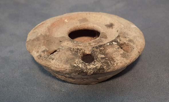 Ancient Imperial Roman Terracotta Oil Lamp with Three Flames Nozzles 1st–4th Century AD