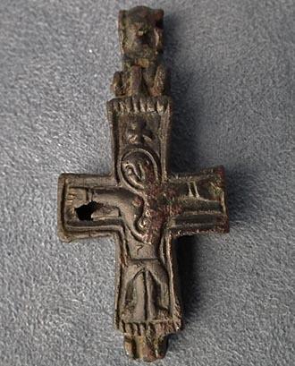 Authentic Antique Byzantine Bronze Pectoral Reliquary Cross 9th-12th c AD