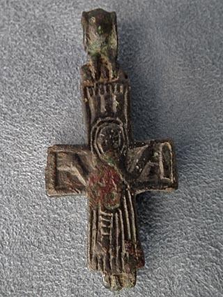 Authentic Antique Byzantine Bronze Pectoral Reliquary Cross 9th-12th c AD