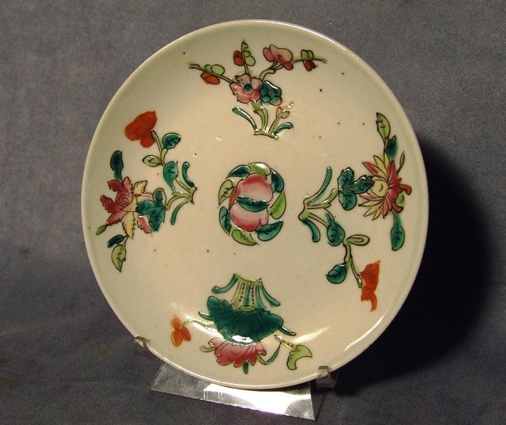 Antique Chinese Famille Rose Hand Painted Enameled Plate Qing Dynasty 19th C