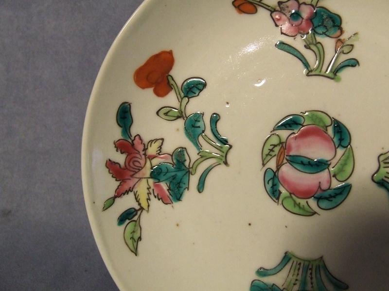 Antique Chinese Famille Rose Hand Painted Enameled Plate Qing Dynasty 19th C