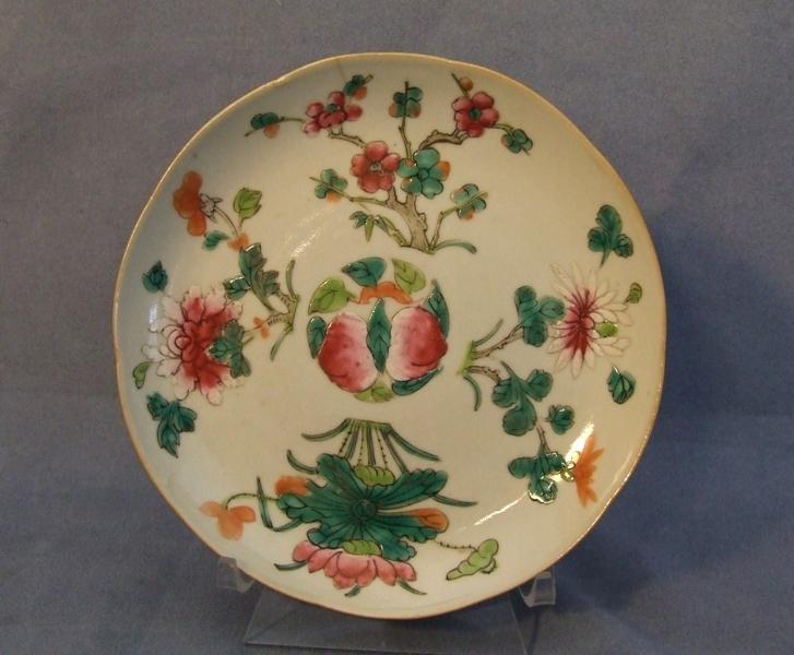 Antique Chinese Famille Rose Hand Painted Enameled Plate Qing Dynasty 19th C