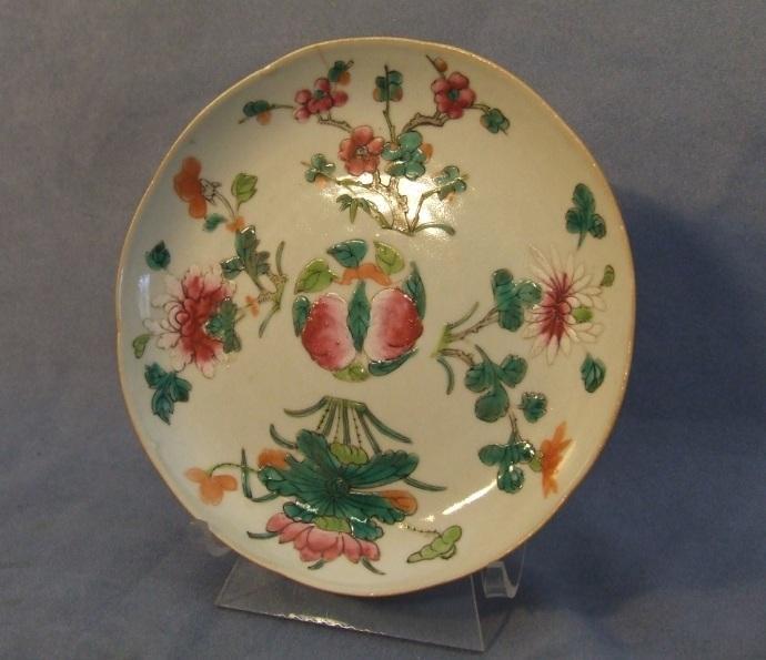 Antique Chinese Famille Rose Hand Painted Enameled Plate Qing Dynasty 19th C