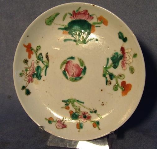 Antique Chinese Famille Rose Hand Painted Enameled Plate Qing Dynasty 19th C