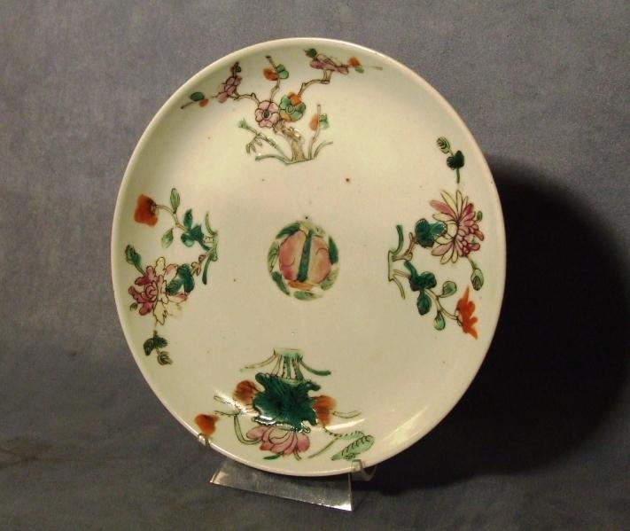 Antique Chinese Famille Rose Hand Painted Enameled Plate Qing Dynasty 19th C
