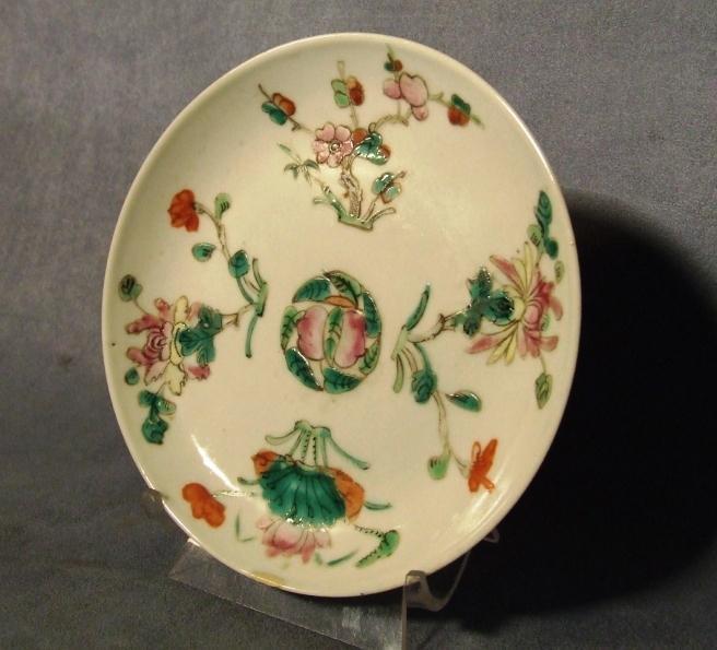 Antique Chinese Famille Rose Hand Painted Enameled Plate Qing Dynasty 19th C