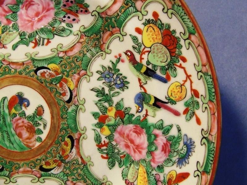 Antique Chinese Hand Painted Famille Rose Enameled Plate Qing Dynasty 19th C