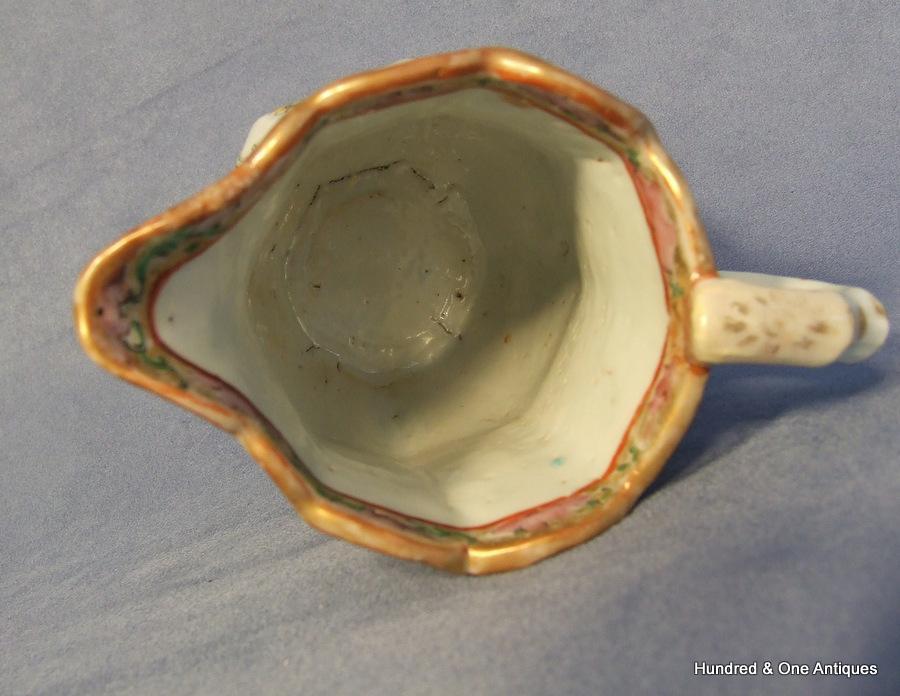 Antique Chinese Export Rose Mandarin Pitcher Quing Dynasty ca 1820-1840