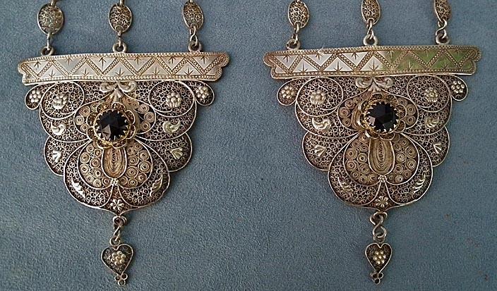 Antique Qing Dynasty Chinese Silver Filigree Headdress Ornaments Earrings