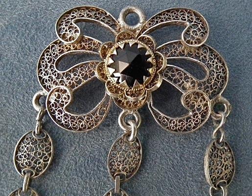 Antique Qing Dynasty Chinese Silver Filigree Headdress Ornaments Earrings
