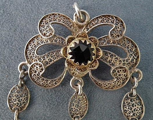 Antique Qing Dynasty Chinese Silver Filigree Headdress Ornaments Earrings