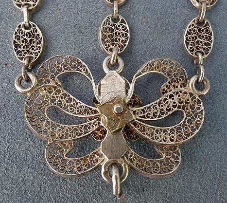 Antique Qing Dynasty Chinese Silver Filigree Headdress Ornaments Earrings