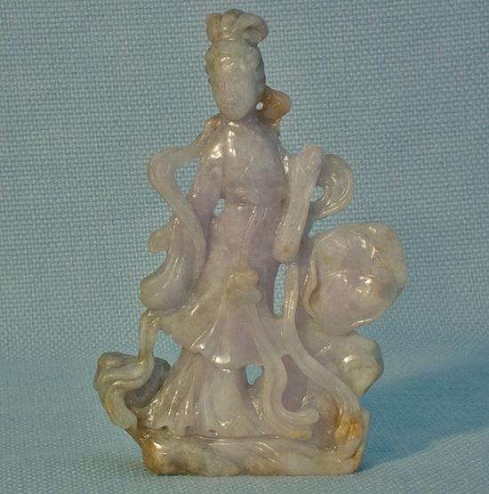 SOLD Antique Chinese 19th century Qing Dynasty Carved Jade Jadeite Statue Lady Figurine