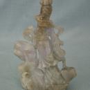 Antique Chinese 19th century Qing Dynasty Carved Jade Jadeite Statue Lady Figurine