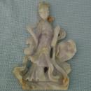 Antique Chinese 19th century Qing Dynasty Carved Jade Jadeite Statue Lady Figurine