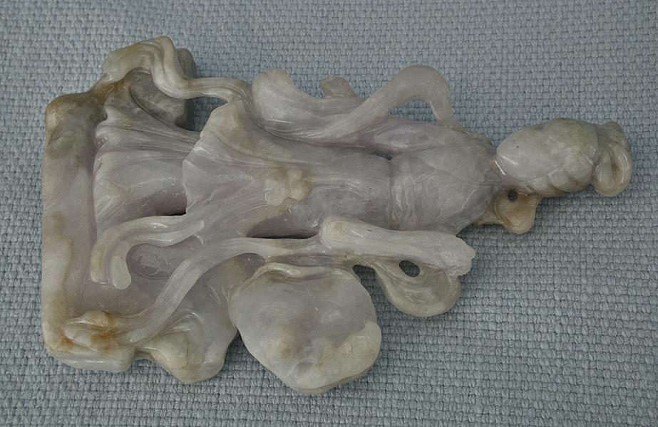SOLD Antique Chinese 19th century Qing Dynasty Carved Jade Jadeite Statue Lady Figurine