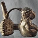 Antique Pre-Columbian Moche Ceramic Figural Whistling Vessel