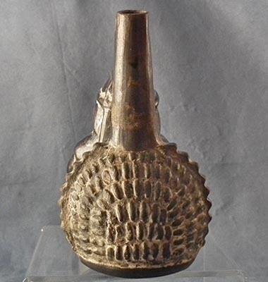 Antique Pre-Columbian Moche Ceramic Figural Whistling Vessel