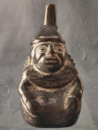 Antique Pre-Columbian Moche Ceramic Figural Whistling Vessel