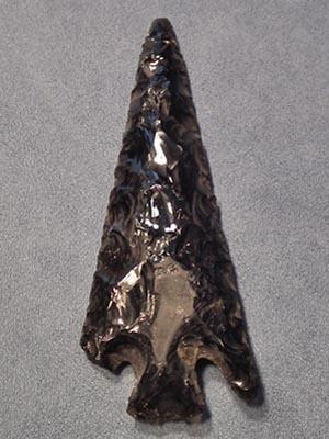Antique Mayan Obsidian Spear Point Blade Late Classic ca. AD 550-950