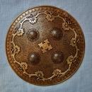 Antique Islamic Indo Persian Gold Inlaid Steel Shield Dhal Separ 18th c Mughal India