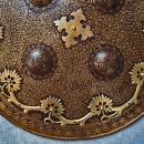 Antique Islamic Indo Persian Gold Inlaid Steel Shield Dhal Separ 18th c Mughal India