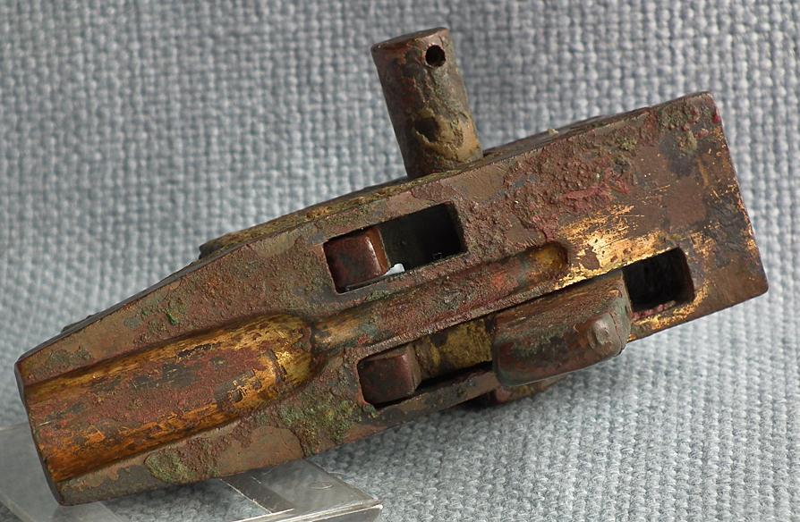 Ancient Chinese Han Dynasty BC 206-AD 220 Gold Overlaid Bronze Crossbow Mechanism