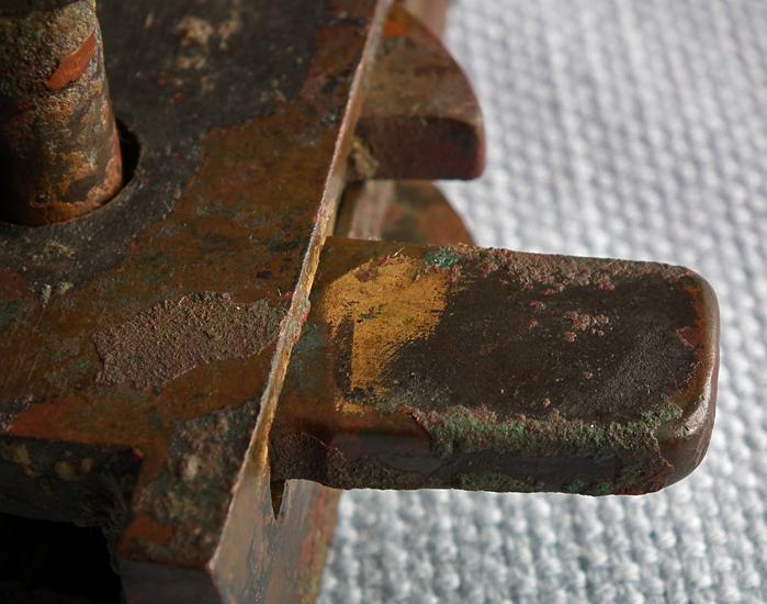 Ancient Chinese Han Dynasty BC 206-AD 220 Gold Overlaid Bronze Crossbow Mechanism