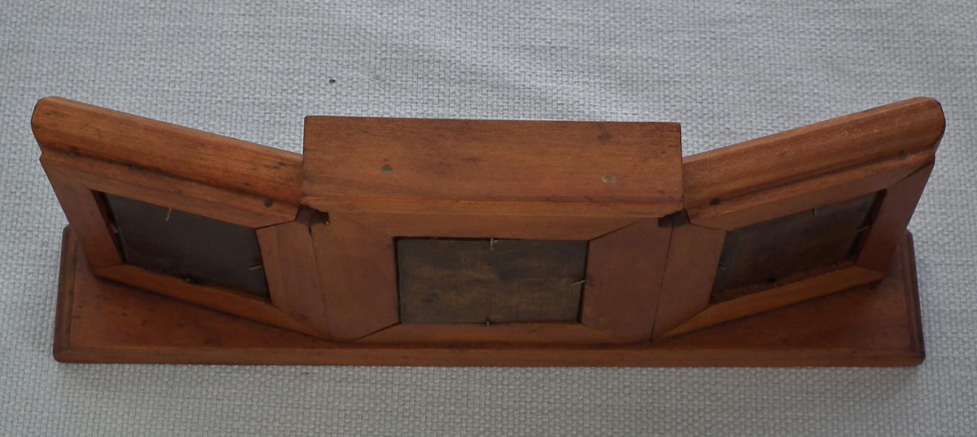 Antique 19th century Russian Bronze Triptych Icon in Wooden Casing