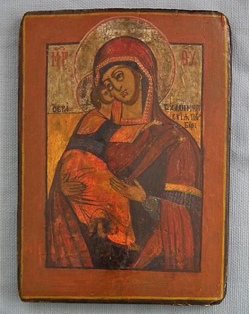 Authentic Antique 18th century Russian Orthodox Icon Mother of God Vladimirskaya