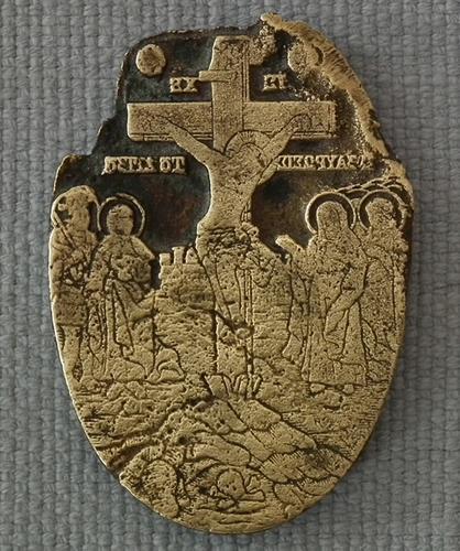Rare Antique 16th -17th century Russian Orthodox Cast Brass Traveling Icon