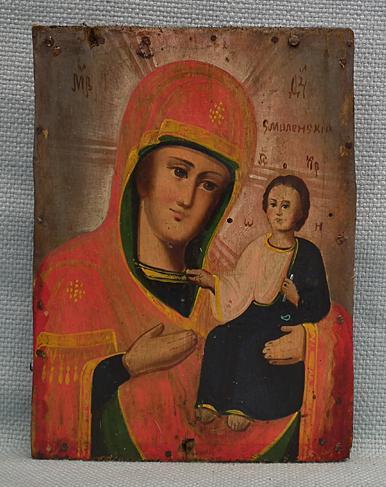 Antique 19th century Russian Orthodox Icon The Mother of God of Smolensk
