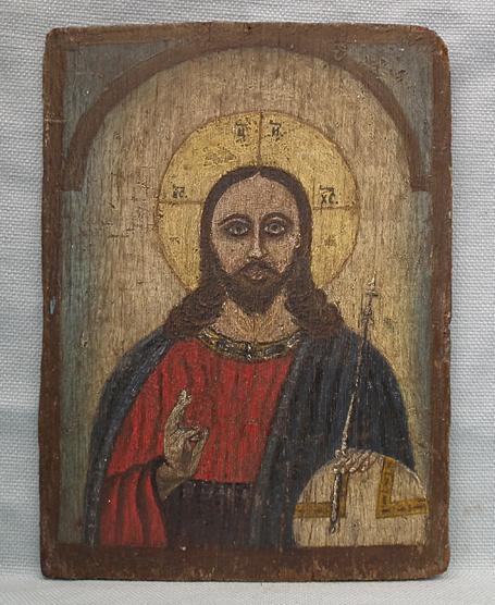 Antique 19th century Russian Orthodox Icon Christ Pantocrator