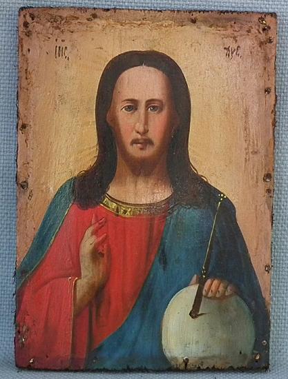 Antique 19th century Russian Orthodox Icon Christ Pantocrator