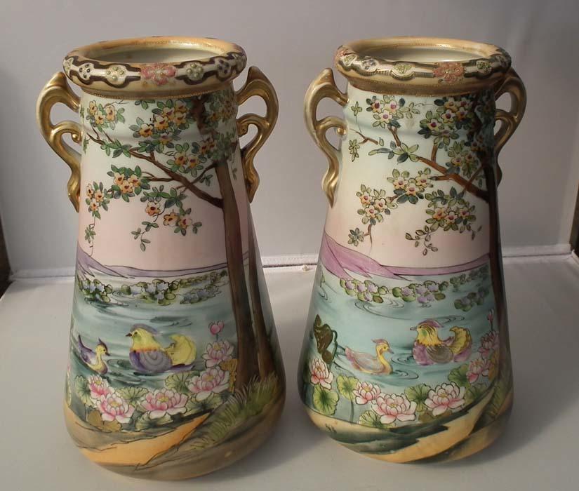 Pair of Antique Imperial Nippon Japanese Porcelain Vases
