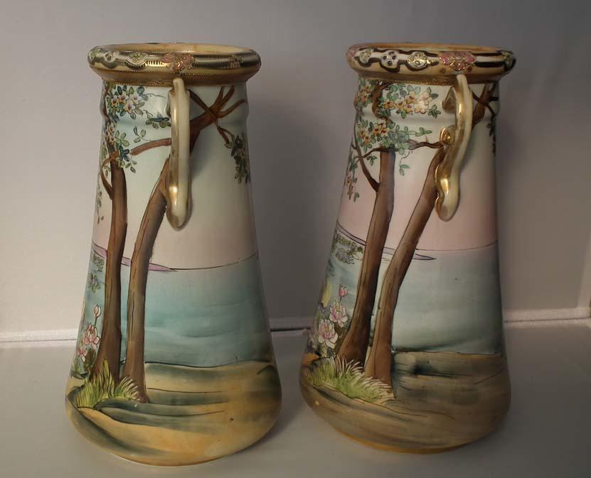 Pair of Antique Imperial Nippon Japanese Porcelain Vases