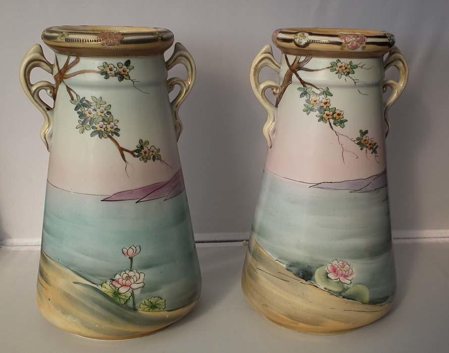 Pair of Antique Imperial Nippon Japanese Porcelain Vases