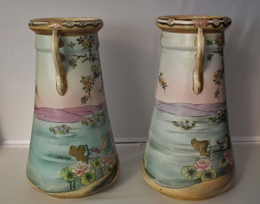 Pair of Antique Imperial Nippon Japanese Porcelain Vases