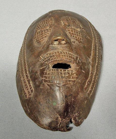 Authentic antique early 19th – early 20th c African Ancestral Bronze Mask