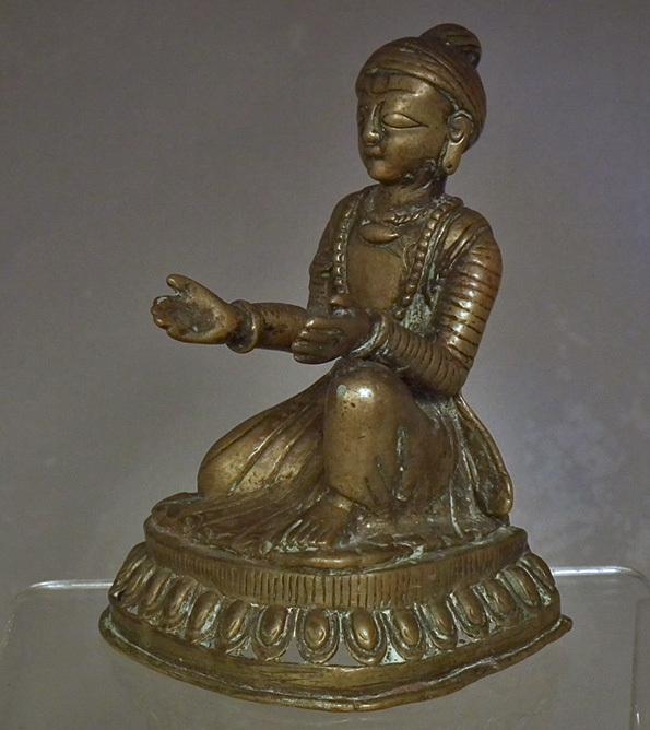 Antique Nepalese Newari Bronze Donor Figure 17th -19th Century Nepal