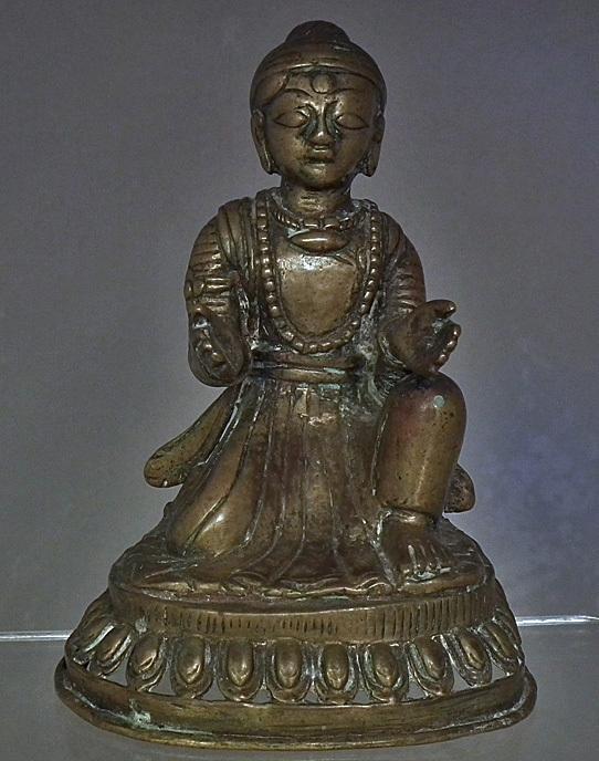 Antique Nepalese Newari Bronze Donor Figure 17th -19th Century Nepal