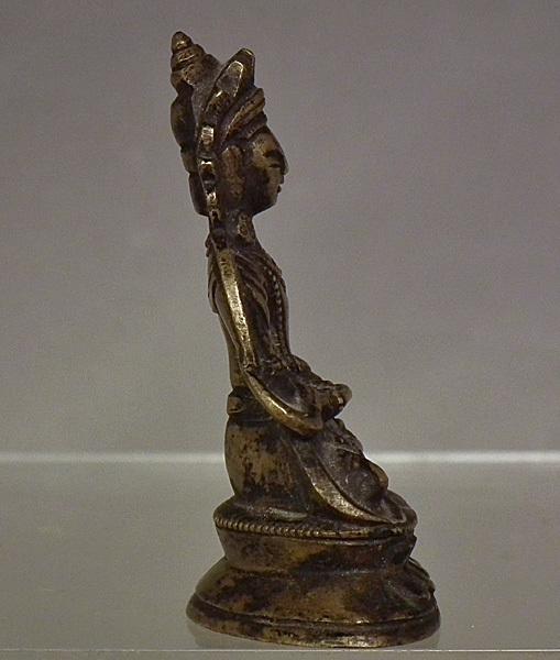 Antique 18th -19th century Sino Tibetan Small Bronze Figure of Guanyin Quan Yin