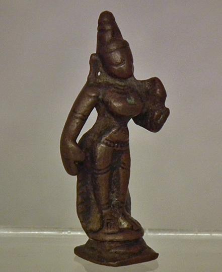 Antique 16th-18th c India Hindu Miniature Bronze Figure Of Sri-Lakshmi