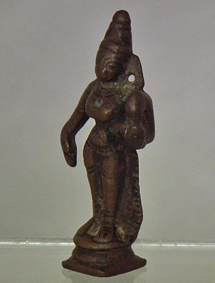 Antique 16th-18th c India Hindu Miniature Bronze Figure Of Sri-Lakshmi