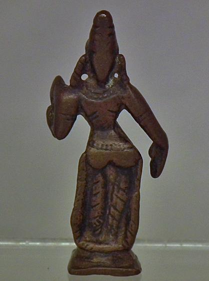 Antique 16th-18th c India Hindu Miniature Bronze Figure Of Sri-Lakshmi